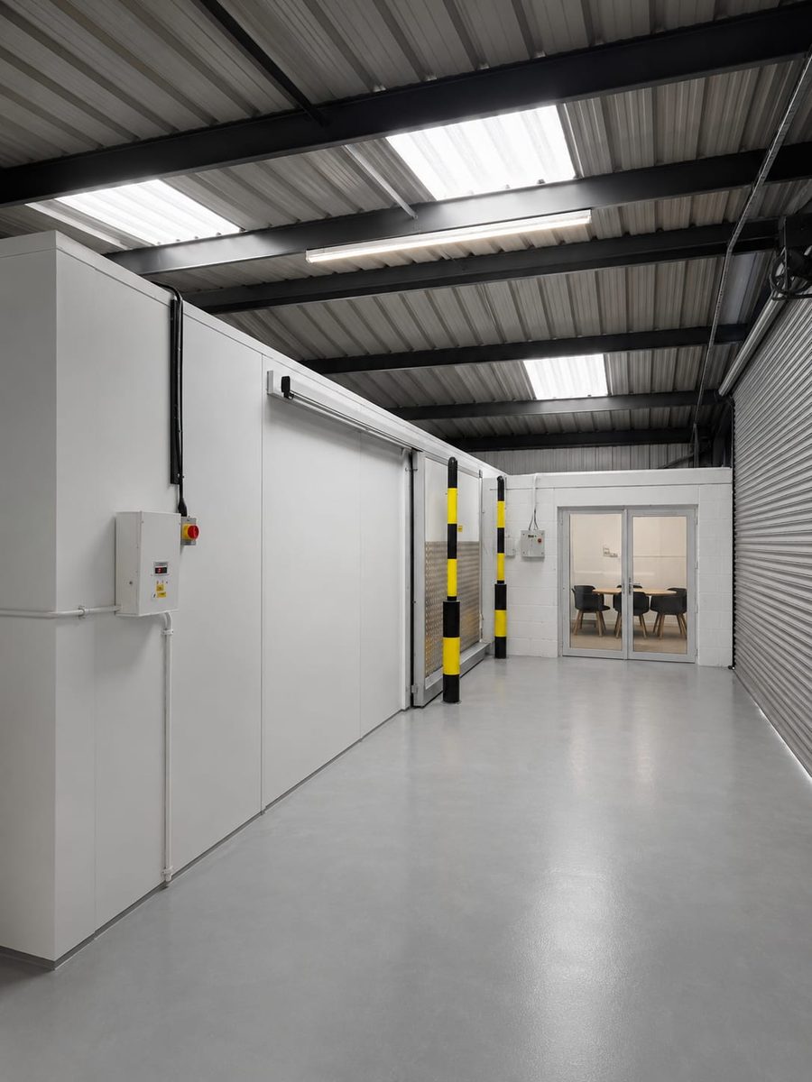 Inside our depot, showing the cold store and loading area